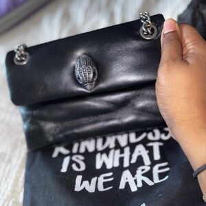 Kurt Geiger Black Leather Shoulder Bag with Silver Hardware Dust bag included